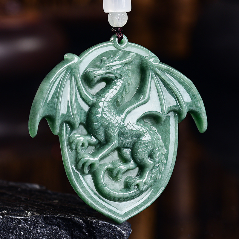 Jewelry & Watches Sp Z Oo Ul Frezerów 3 - Collana con Pendente Drago in Giadeite